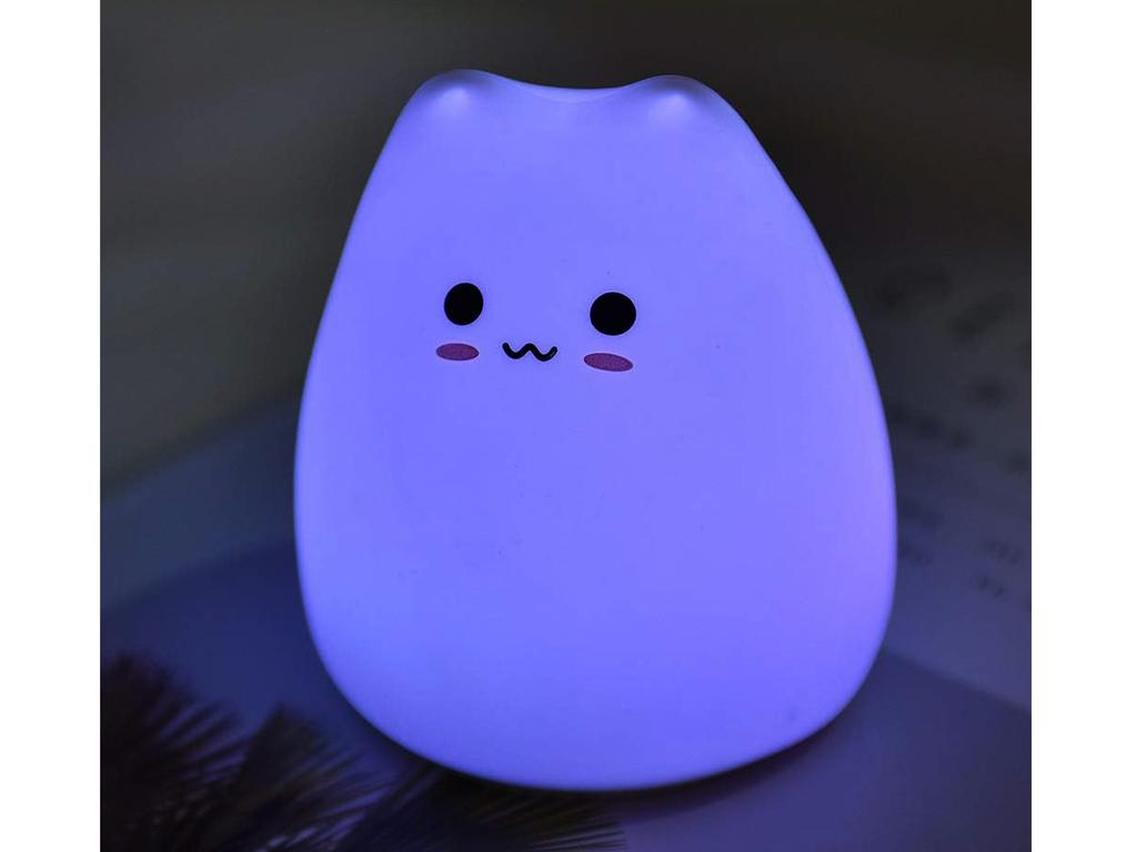 Silicone LED Night Light Kitten For Children Soft CAT Wireless Timer