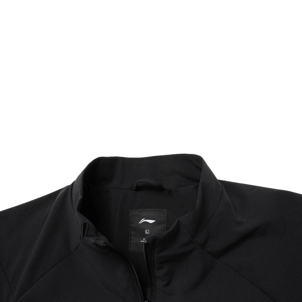 Li-Ning Fitness Series Solid Color Zip-Up Stand Collar Comfortable Breathable Sports Jacket Men Jacket Black AJDU003-1