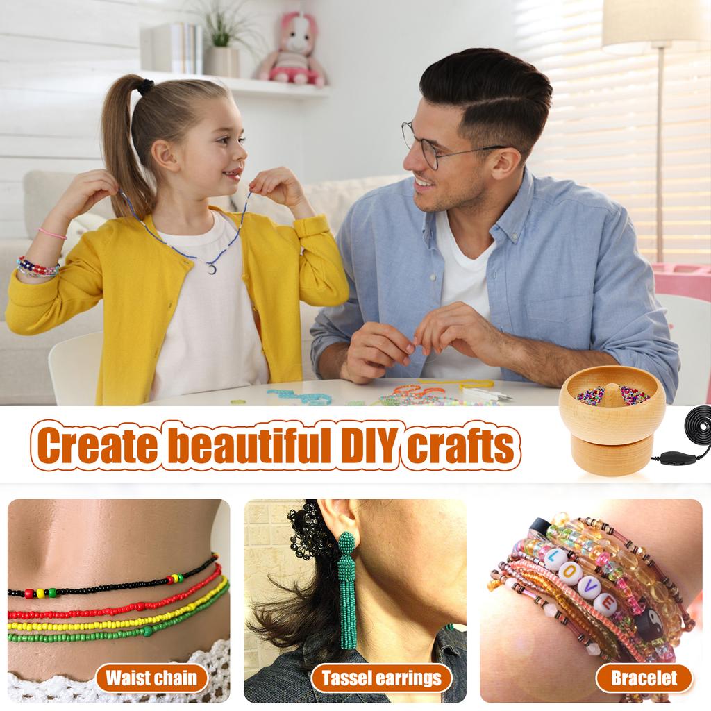Electric Bead Spinner USB Powered Spin Beading Bowl Adjustable Direction Spin Bead Loader for Bracelets Necklace Jewelry Making