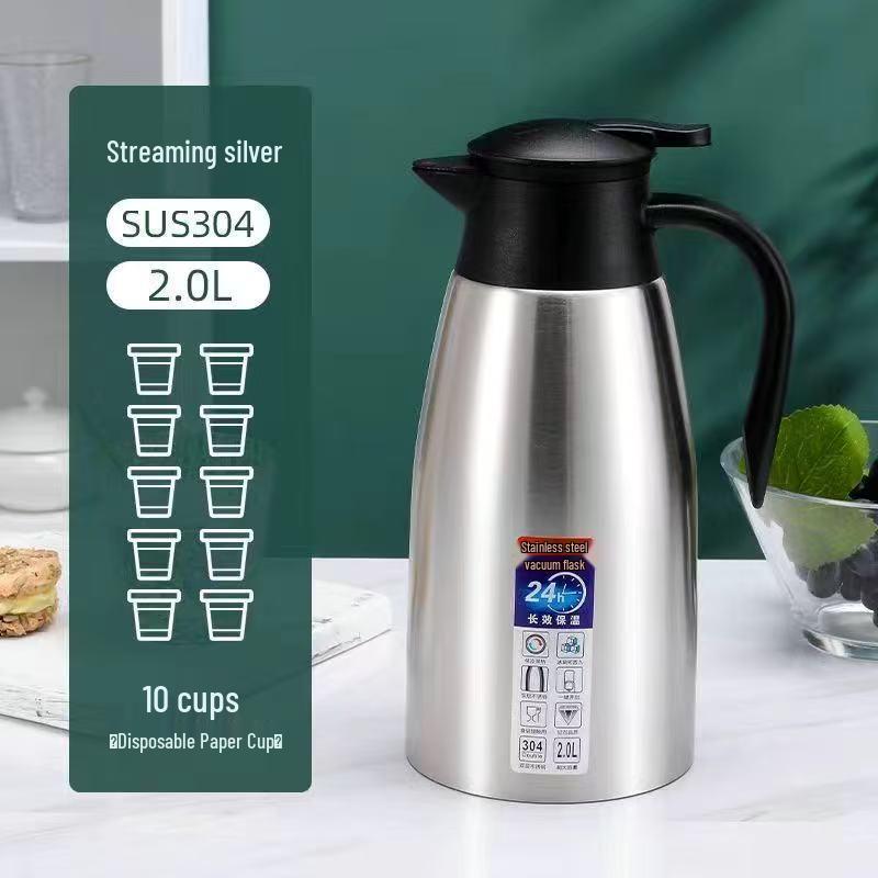 304 Stainless Steel Vacuum Insulated European Teapot Thermos Flask - Large Capacity Hot Water Kettle for Home or Hotel Use