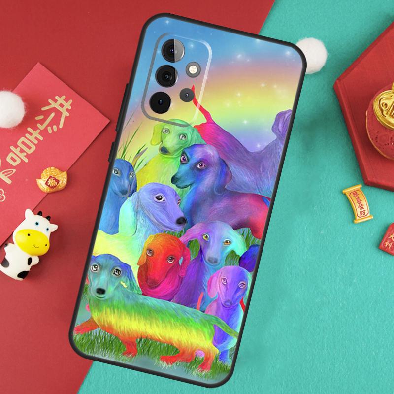 Cartoon Dachshund Sausage Dog Case For Samsung Galaxy A13 A33 A53 A15 A25 A35 A55 A54 A34 A14 A71 A51 A12 A32 A52 Cover