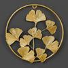Hanging Gold Iron Arts Leaves Sculpture Ginkgo Leaf Ornaments Wall Decoration Metal Round Pendant