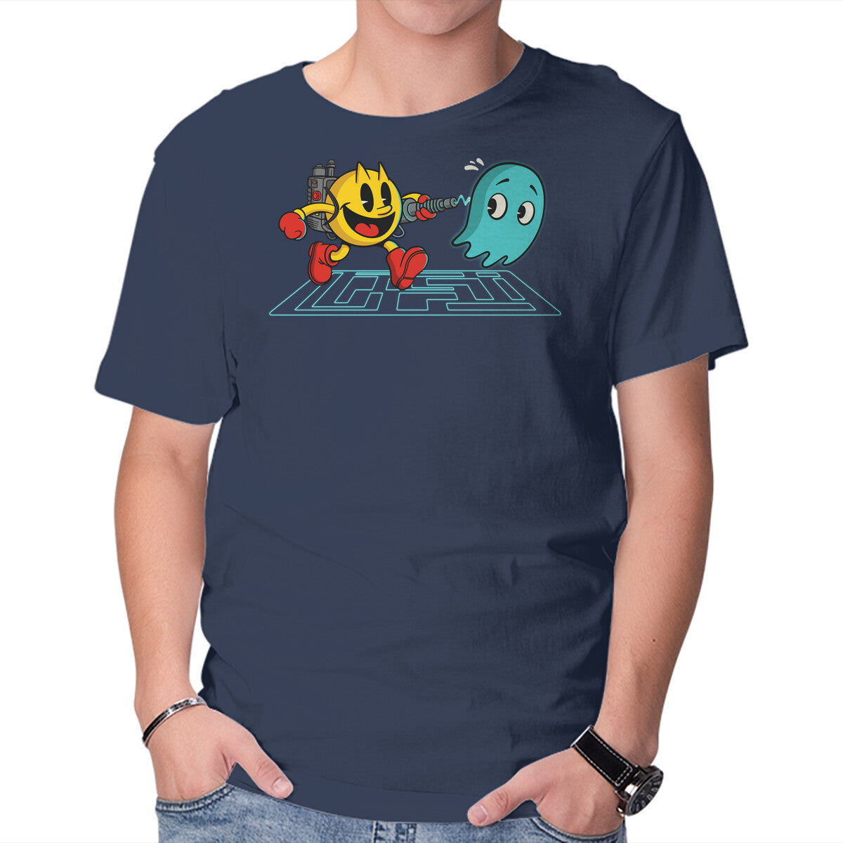 Unisex Crew Neck T-Shirt Pac-Busters Graphic Short Sleeve Casual Tee XS