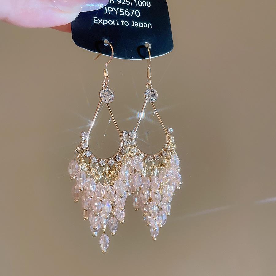 Роскошные серьги с хрустальной бахромой: Европейский и американский дизайн с сияющей элегантностью