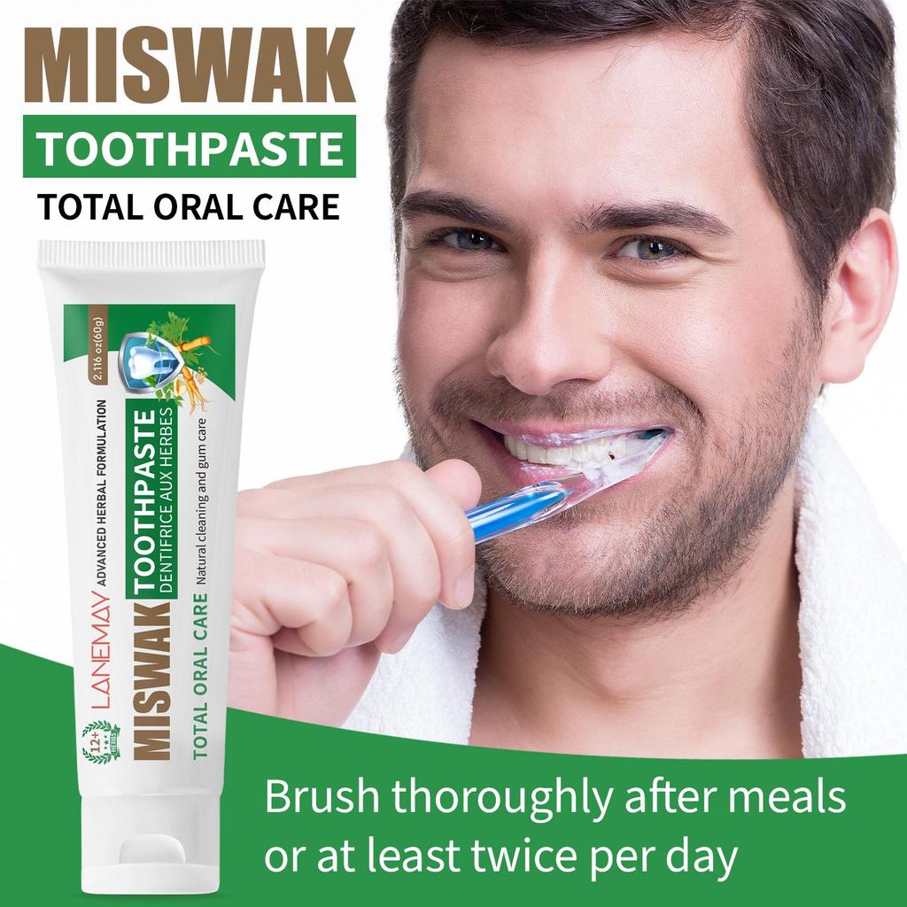 Miswak Toothpaste with Herbal Formula - Deep Cleaning Teeth and Reduce Teeth Stains By Brush, Prevent Tartar Buildup,60g