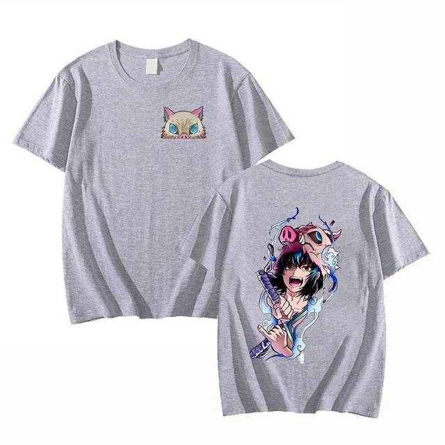 Summer Hot Blooded Anime Hashibira Inosuke Print Short Sleeve T Shirts for Women and Men Casual Cool Crew Neck T-shirts