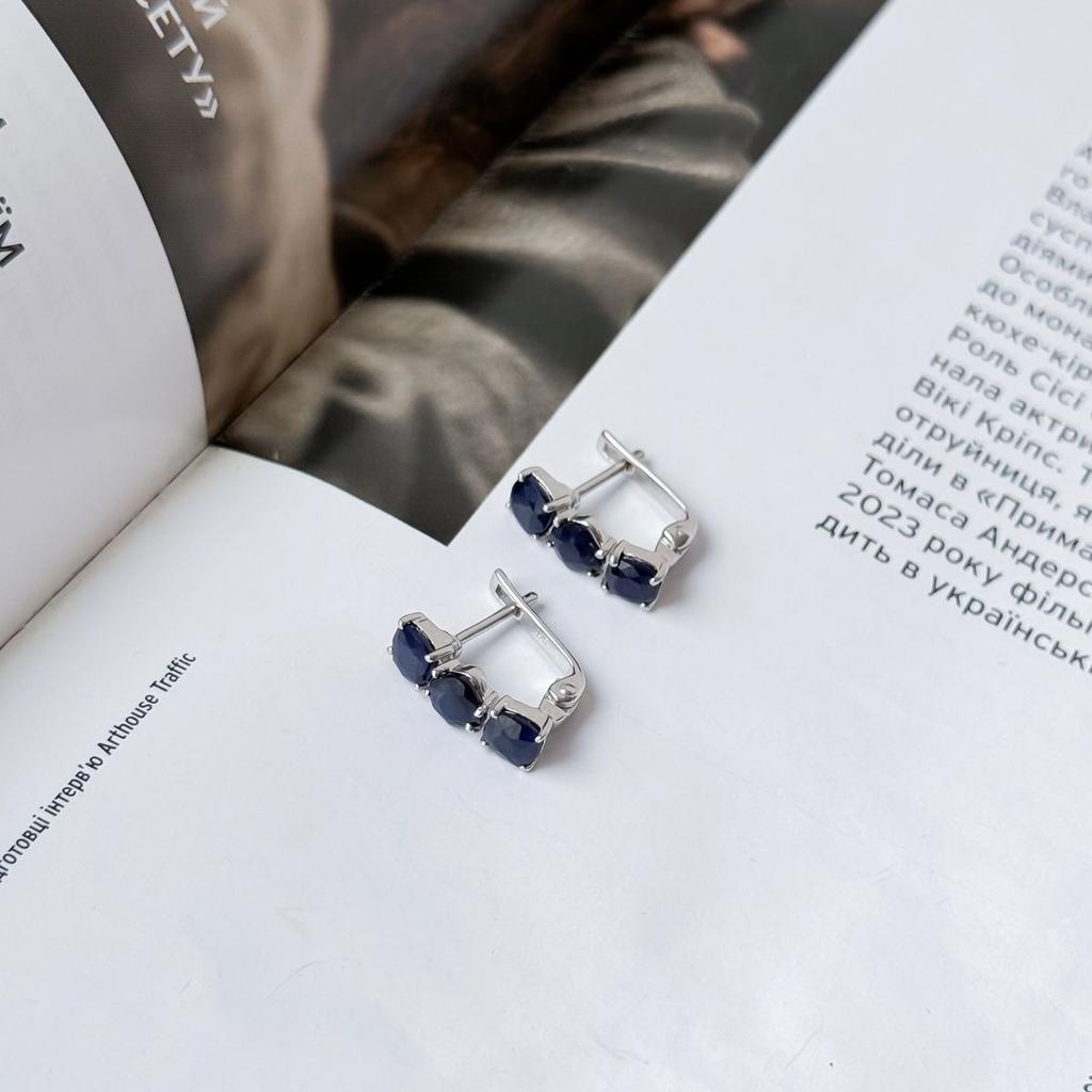 Silver Earrings with Natural Sapphire 4.405ct (2057574)