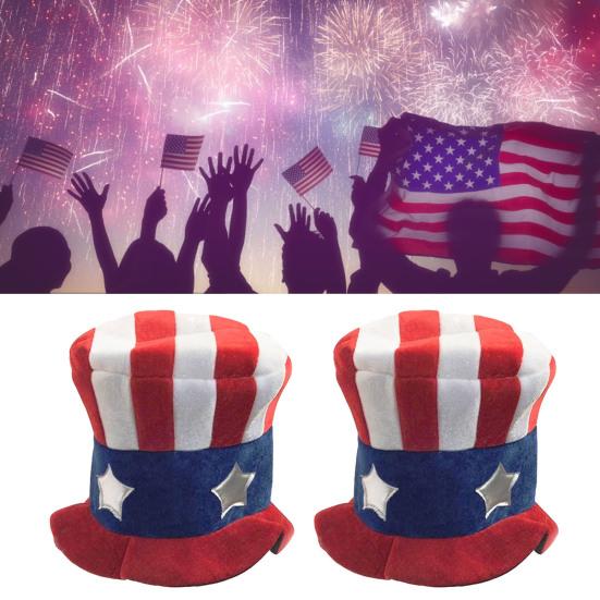Patriotic Hat Novelty Interesting Comfortable To Wear Reusable Ornamental Dress Up Portable Uncle Sam Top Hat Party Accessory Parade Accessory