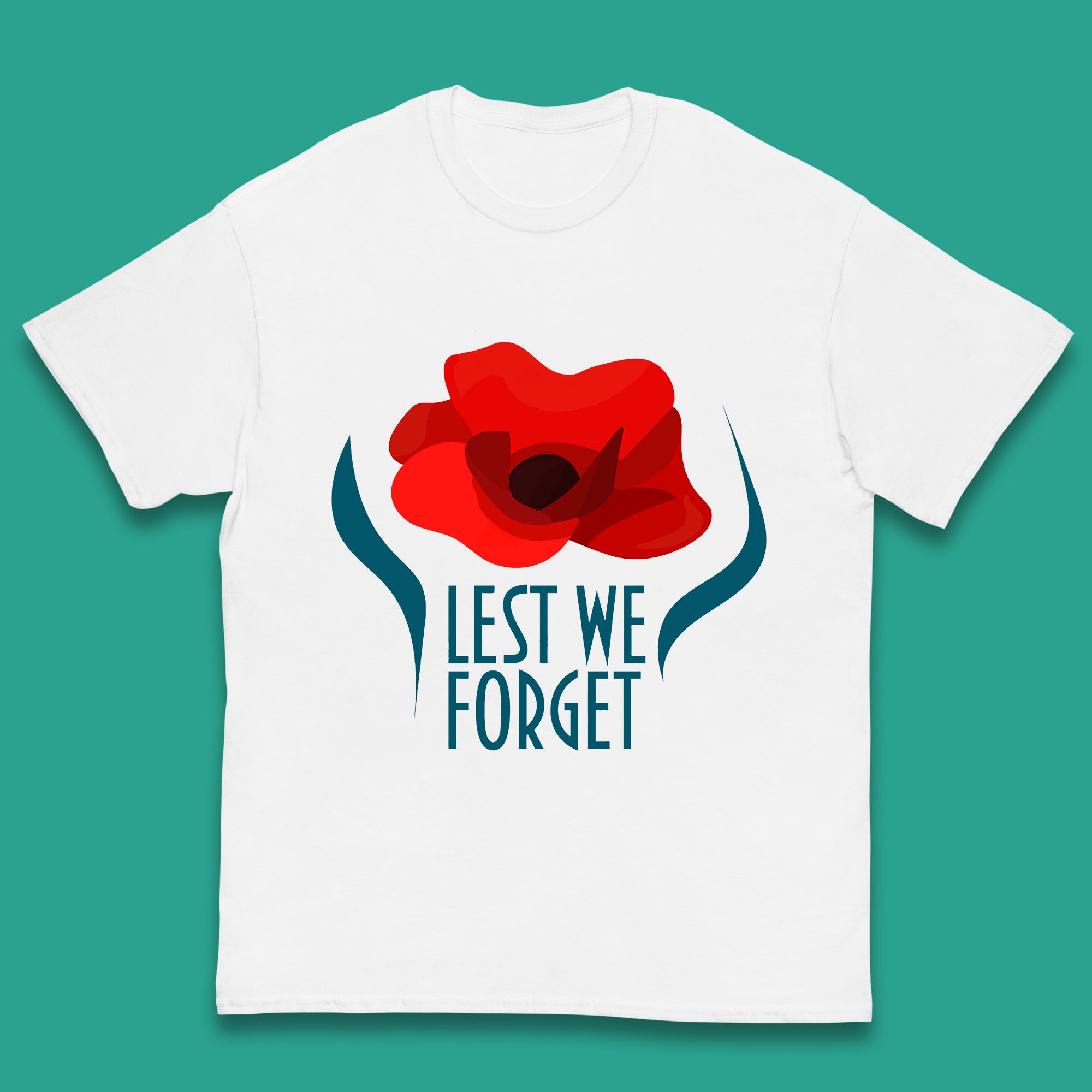 

Lest We Forget Poppy Flower Remembrance Day British Armed Force Kids T Shirt 140