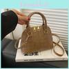 Chic Retro Minimalist Pu Leather Shell Handbag For Women In Black And Brown