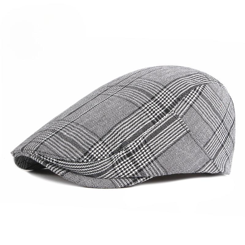British Style Plaid Beret Hat for Men Women Retro Flat Cap Spring Autumn Newsboy Cap Fashion Duckbill Hat Unisex Cabbie Cap