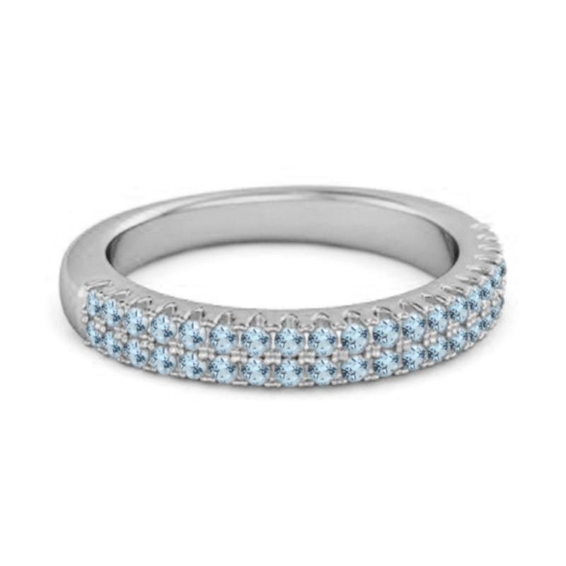 Blue Topaz Eternity Band Ring - 925 Sterling Silver