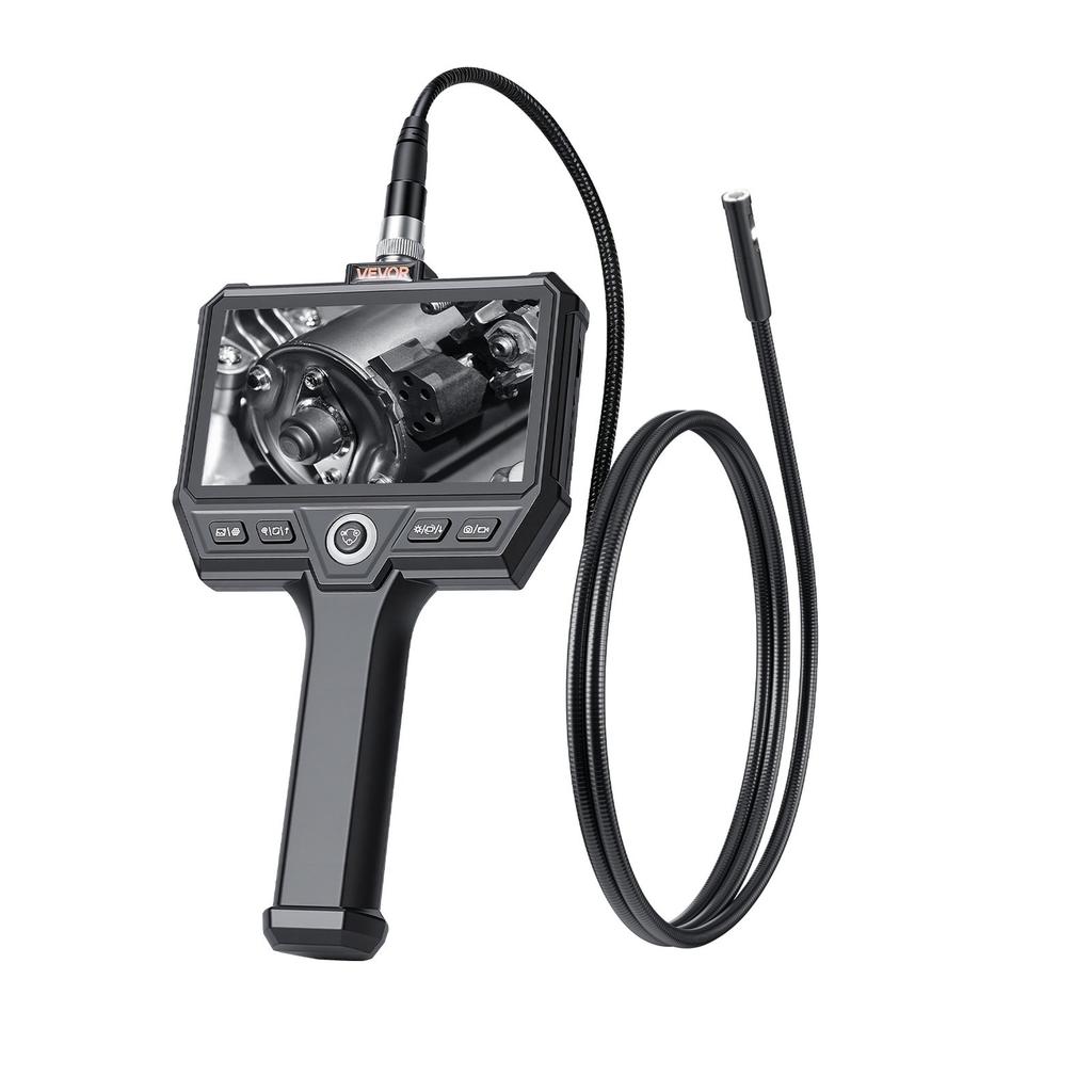 Triple Lens Endoscope with Light, 5" HD IPS Screen Industrial Borescope Camera, 8 + 2 LED Lights, 8X Zoom, 5000mAh, IP67 Waterproof Inspection Snake