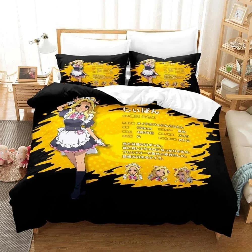 3D Anime Akiba Maid War Bedding Collection Single Twin Full Queen King Size Bed Collection Adult Kid Bedroom Duvet Cover Collections Home Textiles
