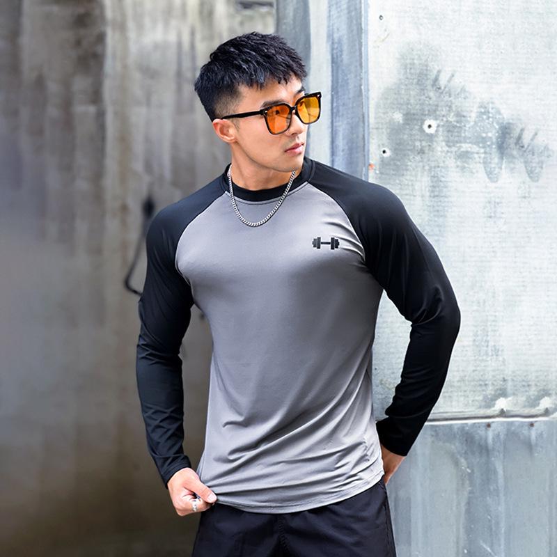 

Men s Quick-Dry Muscle-Enhancing Long Sleeve Tight, 210g High Elasticity for Running & Fitness XXL