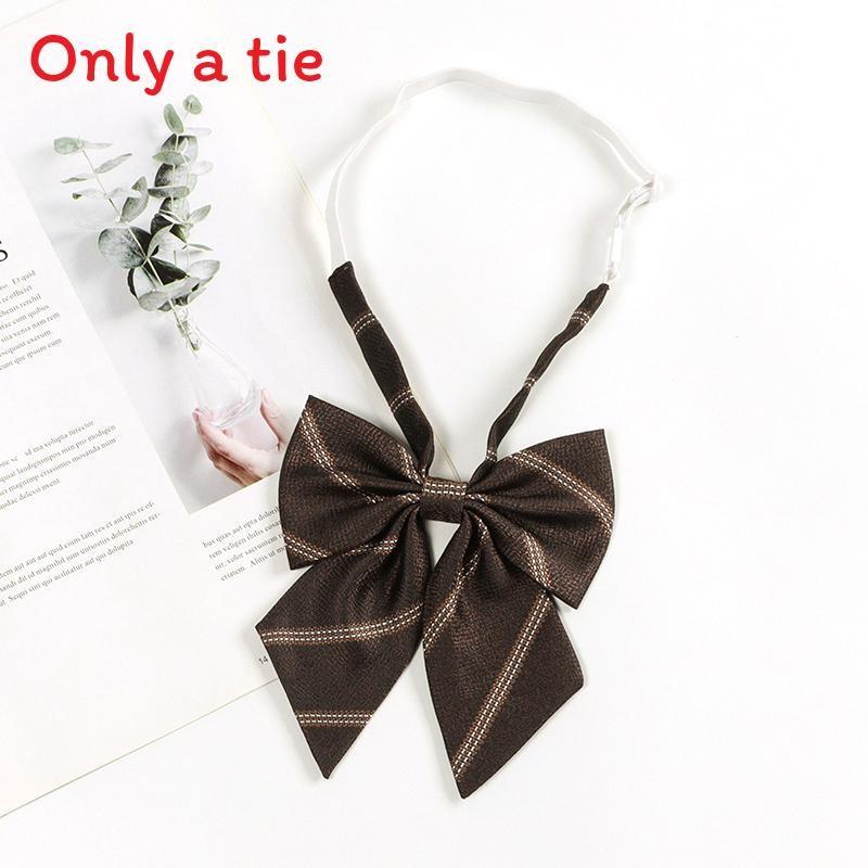 Checkered Retro Brown Striped Tie And Bow For Casual School Outfits Gifts And