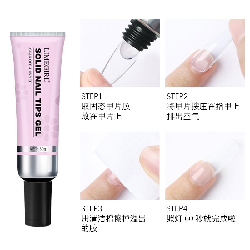 30G Weiche Nagelspitzen Gel Transparentes Patch Gel Für Falsche Nägel Verlängerung Stark Klebendes Röhrchen Spitzenkleber UV Soak Off Salon Maniküre