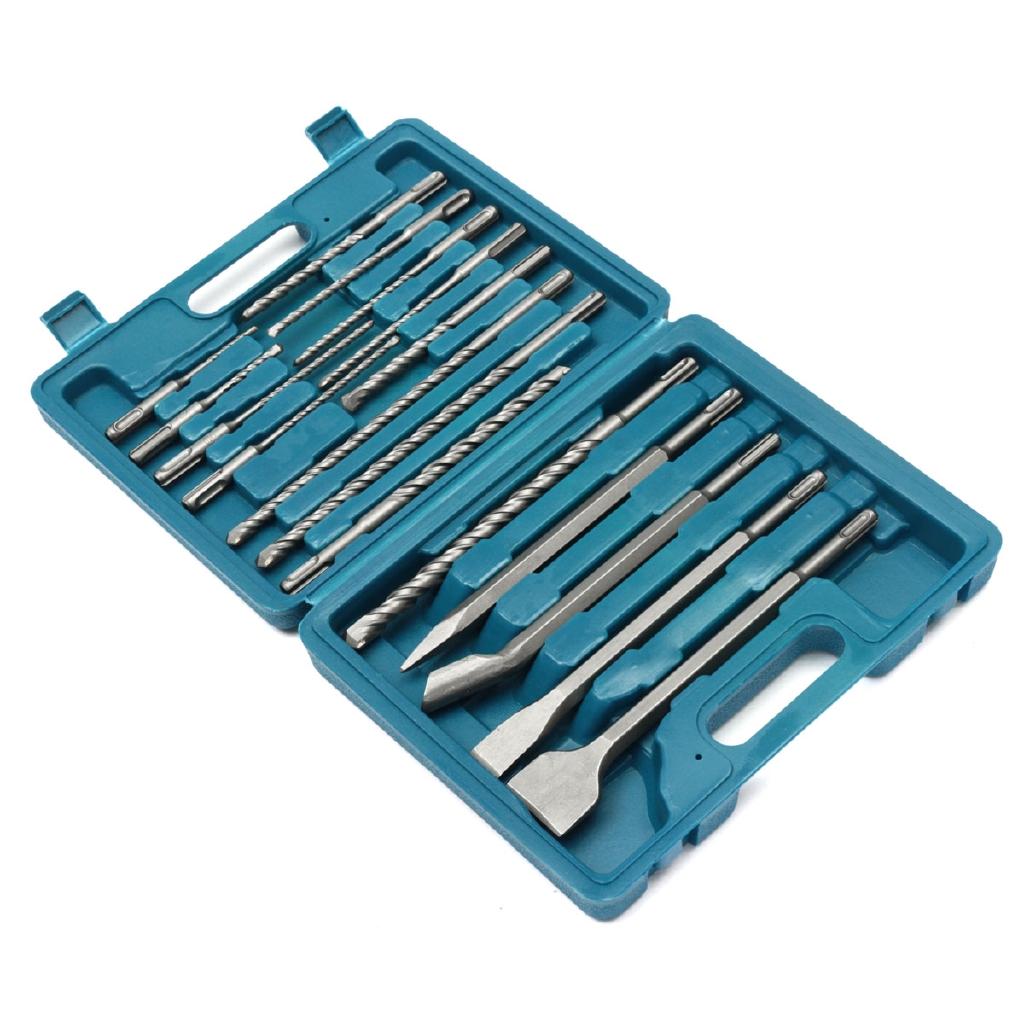 17 Pcs Drill Bits And Chisel SDS Plus Rotary Hammer Bit Masonry Set In Storage Case New