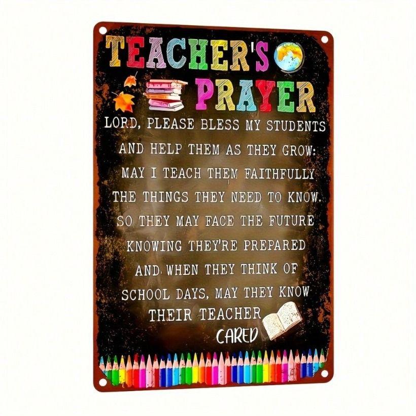 Tin Sign Retro Prayer Wall Art, Teacher Gift Living Room Decor