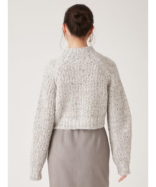 Lily Brown Cropped Knit Top White Women's Mid-Gauge (LWNT245079)