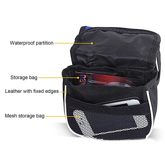 Bicycle Saddle Bag Large Capacity Waterproof Flip Opening Bicycle Oxford Cloth Front Beam