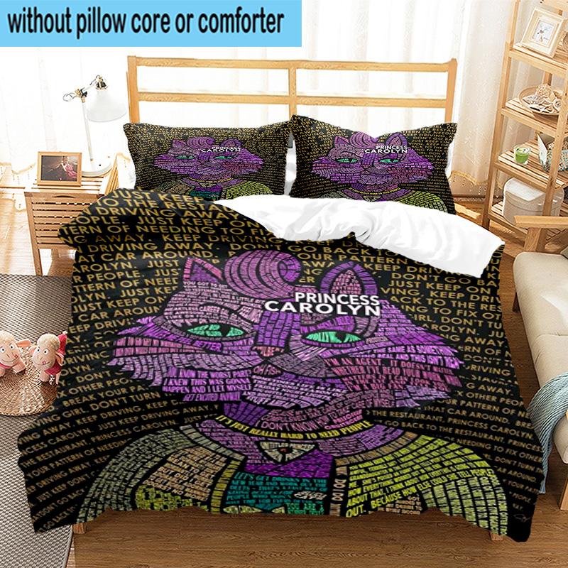 3PCS Pink Cat Man Horse 3pcs Bedding,Including 3PCS Duvet Cover And 2pcs Pillowcases Perfect for Christmas,Ideal for Bedroom, Dormitory