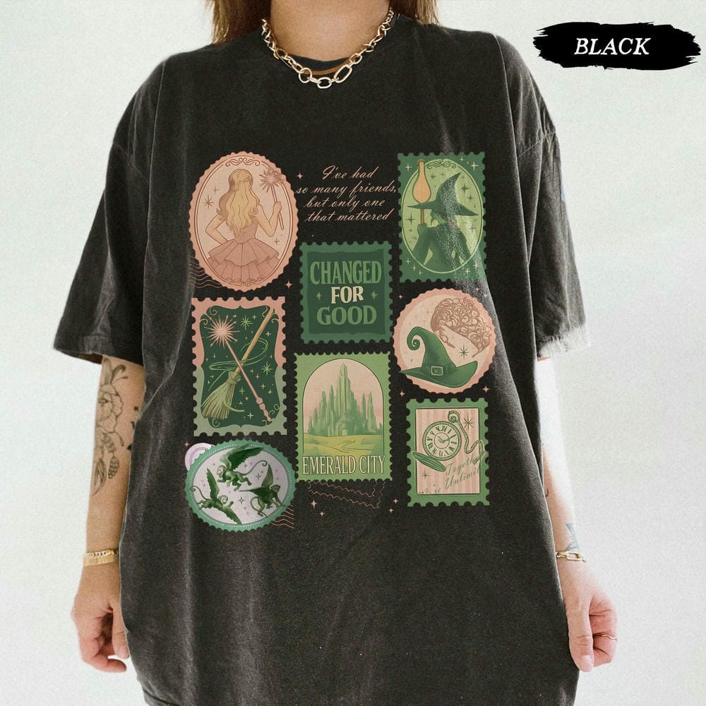 Vintage Wicked Changed for Good Stamps Shirt Wizard Movie Inspired Shirt Musical Fan Dark Acedemia Unisex Y2K Shirt Streetwear