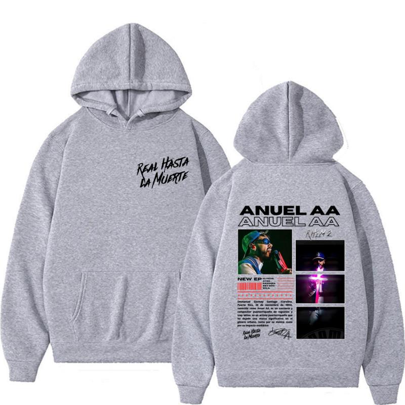 Rapper Anuel AA Rhlm 2 Album 2026 Merch Hoodies Herren Damen Hochwertiger Hoodie Oberteile Mode Vintage Hip Hop Popmusik Sweatshirts