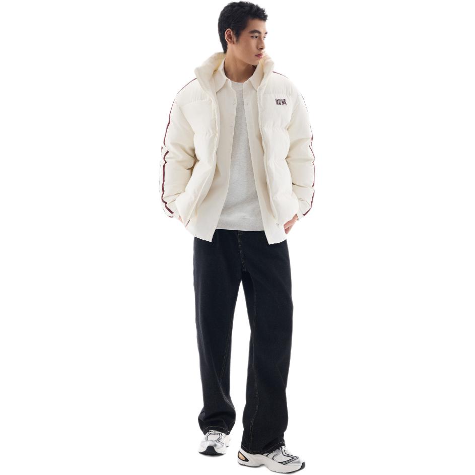 Anta Schnelle Warm-Down-Jacke Wasserabweisend Entendaunen Gepolstert Stehkragen Reißverschlussjacke Herrenjacke Elfenbeinweiß 952448901-4