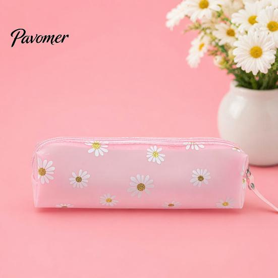 Macaron Color Pencil Case Flower Case, Large Capacity PVC Pen Pouch, Spill-proof Holder Waterproof Stationery Bag for Students, School Supplies