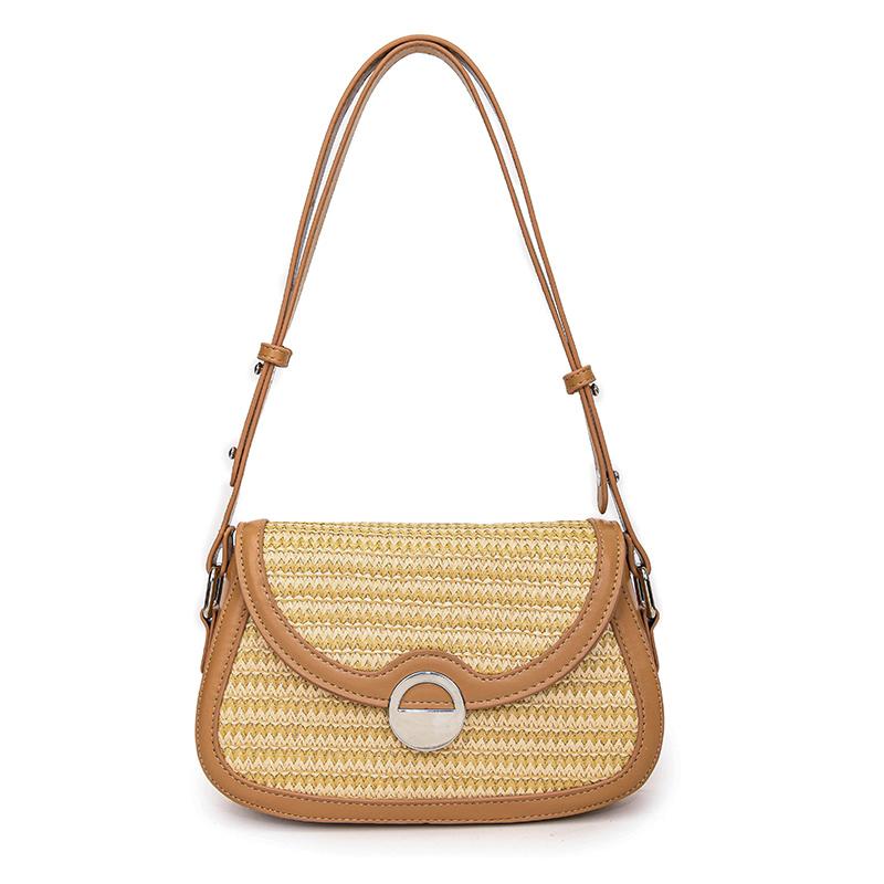 New Natural Woven Straw Bag for Women Bohemian Shoulder Bag Lightweight Beach Purse Crossbody Handbag Summer Rattan Tote wallet