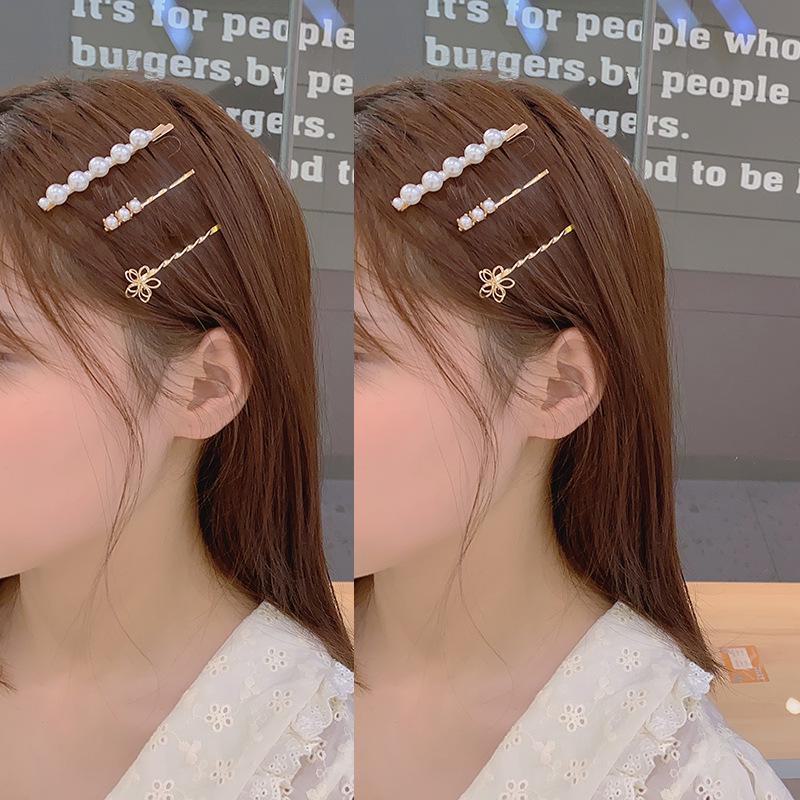 Korean Pearl Hairpin: Stylish Net Red Girl's Bangs BB Side Clip Hair Accessory