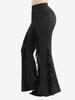 Rosegal Plus Size Spider Web Flocking Ruffles Lettuce Flare Pants
