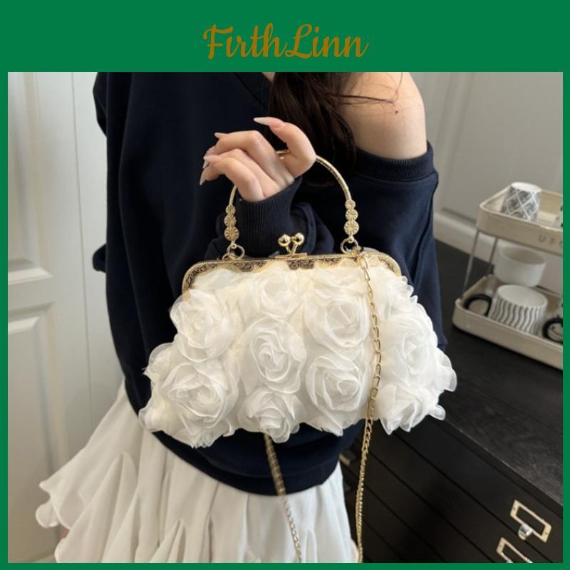 Chiff Flower Bag Dinner 3d Womens Handbag Handmade Dress Bag Chain Decorati Handheld Crossbody Bag 2026
