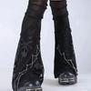Skeleton Thigh-High Fishnet Leg Warmers: Dark Subculture Flared Scrunch Socks