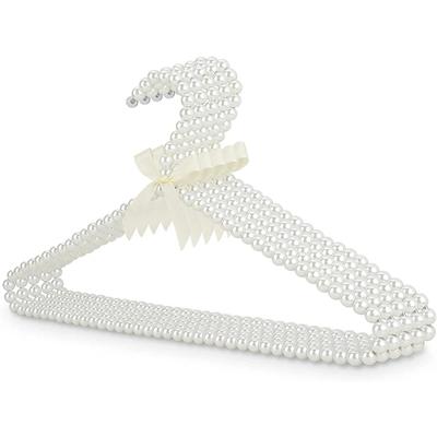 5 Stück 40cm Perlenbügel Fliege Braut Langlebiger Kleiderbügel für Erwachsene Klammern Kleidung Eleganter Organizer Wäscheklammern Hochzeitskleidbügel