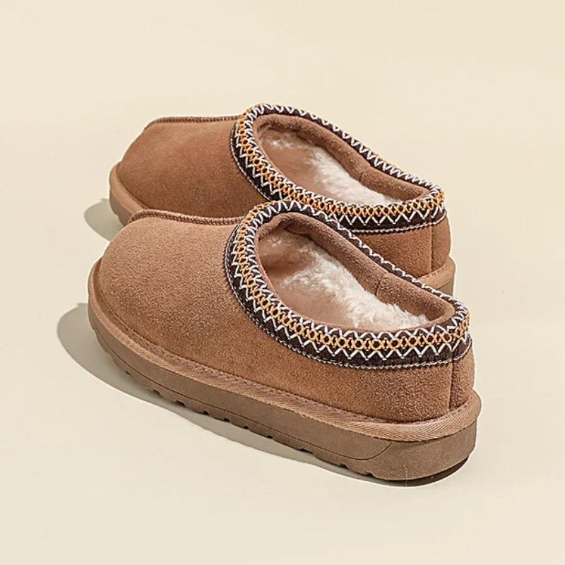 

Модные женские тапочки Tazz, меховые тапочки Tasman, модные супермини-сапожки на толстой подошве, зимние женские ботинки из замши и смеси шерсти 35 коричневый