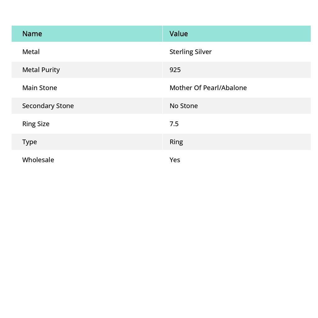 Abalone Shell Gemstone 925 Sterling Silver Gift Jewelry Ring Size 7.5