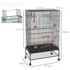 Bird Cage with Wheels, Feeders, Perches, Removable Tray and Lower Shelf 97x58x160 cm Black