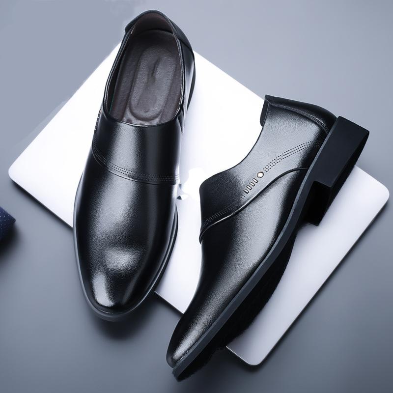 Leather inner height increase business dress soft sole soft surface high-end leather shoes non-slip and wear-resistant middle-aged