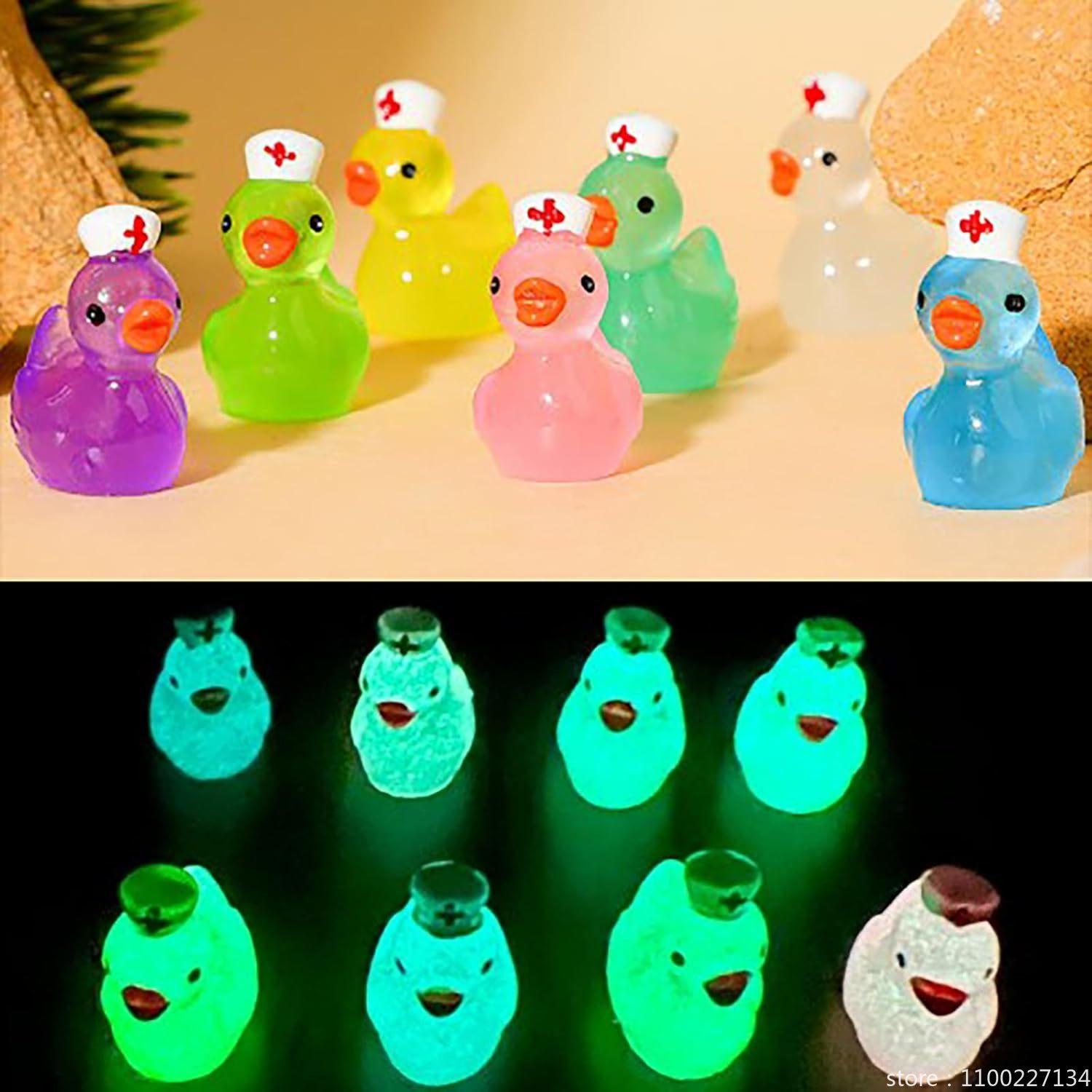 

100/50Pcs Glow In Dark Nurse Duck Figurine Fairy Garden Decoration Diy Micro Landscape Fluorescent Night Light Miniature Accessories 50Pcs