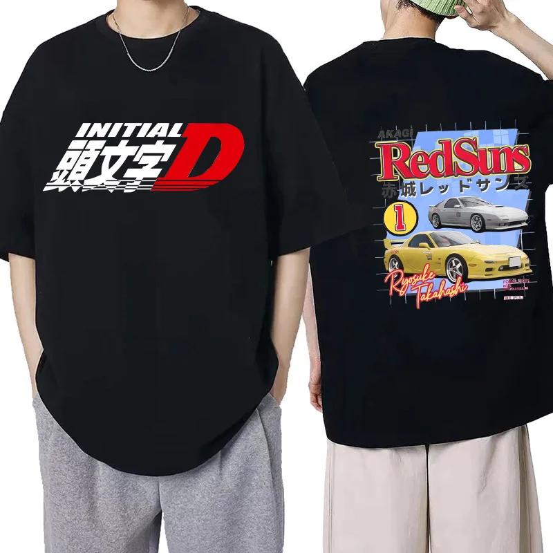 Japanese Anime Graphic Tee Shirt Cartoon Redsuns Gothic Tops Initial D EU Size TShirt Men AE86 Funny Harajuku Manga Tshirt Male