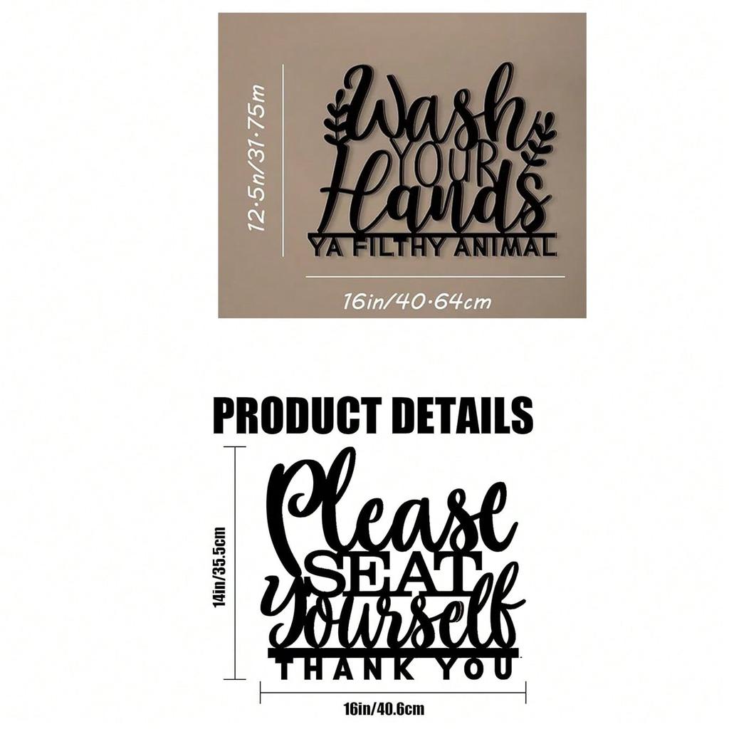 Black Rustic Metal "Wash Your Hands" Sign, Waterproof Farmhouse Bathroom Wall Art