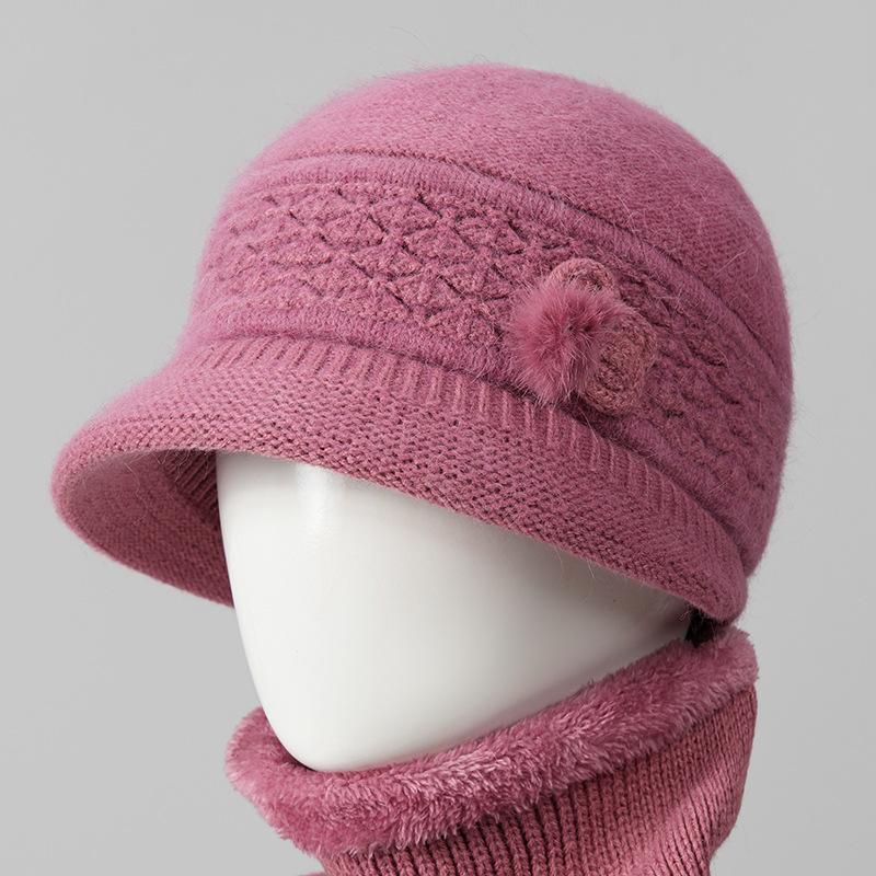 Hat female winter thermal hat piled thick knitted wool hat mother-in-law cotton hat