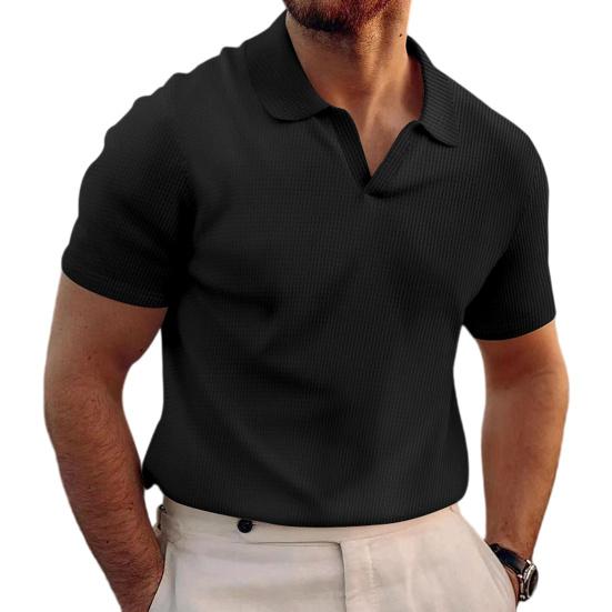 Herren Waffel Golfhemd Kurzarm Hemd mit Kentkragen Texturiertes Lässiges Sommerhemd für Büro Straße Urlaub Strandbekleidung