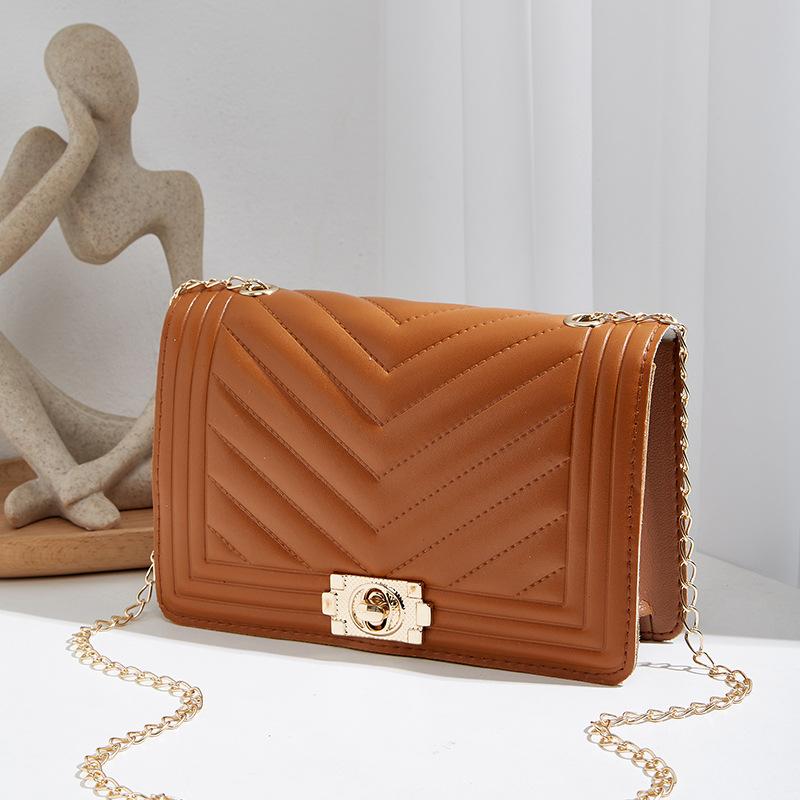 omen's bag new solid color embroidered lock chain small square bag casual mobile phone bag's