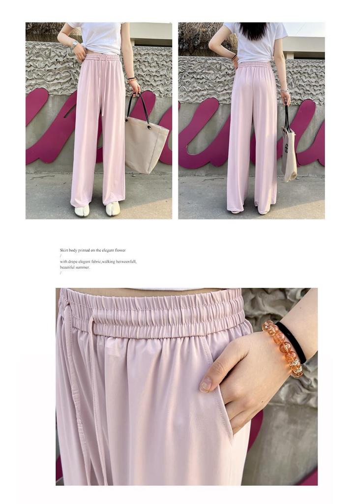 Women's Summer High-Waisted Wide-Leg Slimming Drape Pants - Cool, Casual, Floor-Length, and Loose-Fitting