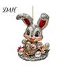 Cute Rabbit Bag Accessory Easter Bunny Acrylic Pendant, with Basket, 2D Car Decorative Charm for Rearview Mirror Hanging Ornament, Keychain Accessory,