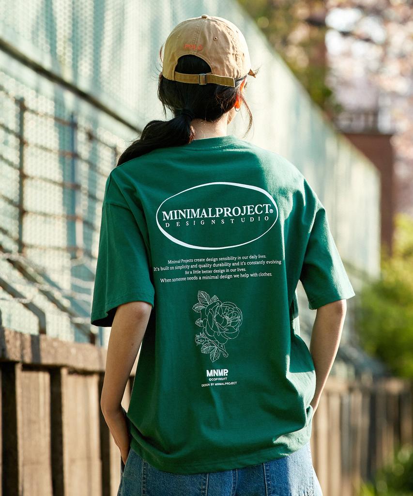 MINIMALPROJECT Circle Logo Flower Oversized Short Sleeve T-Shirt Mst151 [Green]