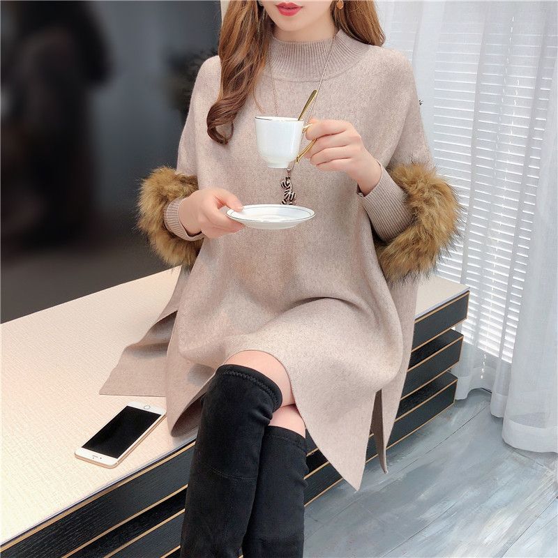 

Рубашка «летучая мышь» Пуловер с высоким воротником, свитер, трикотаж Весна, осень и зима, свободный пуловер большого размера, пуловер с накидкой, свитер One Size верблюд